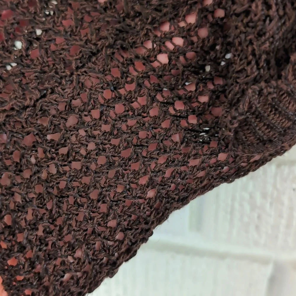 Cropped Crochet Shrug Bolero Dark Brown Y2K - Picture 3 of 4